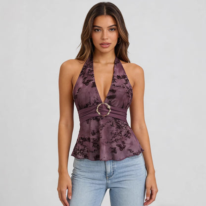 Neckholder-Top aus Mesh, ärmellos