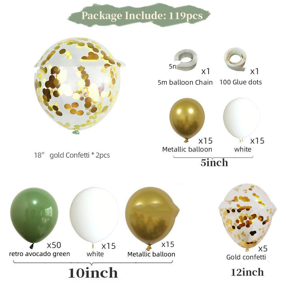 Ballongirlande Avocadogrün, Gold & Weiß – Ansicht 4