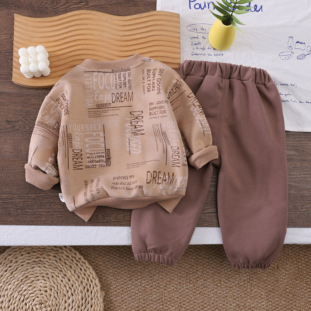 Sweatshirt long sleeved autumn two-piece set for baby spring and autumn