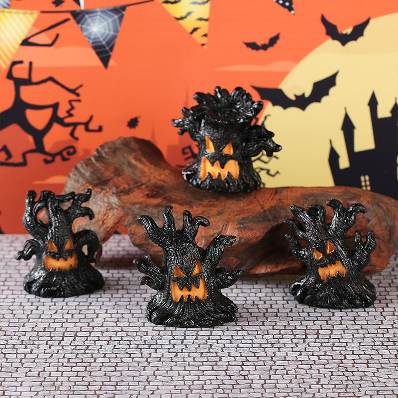 Halloween Decoration Resin Tree Spirit LED Light-Up Resin Ornament Creative Halloween Gift