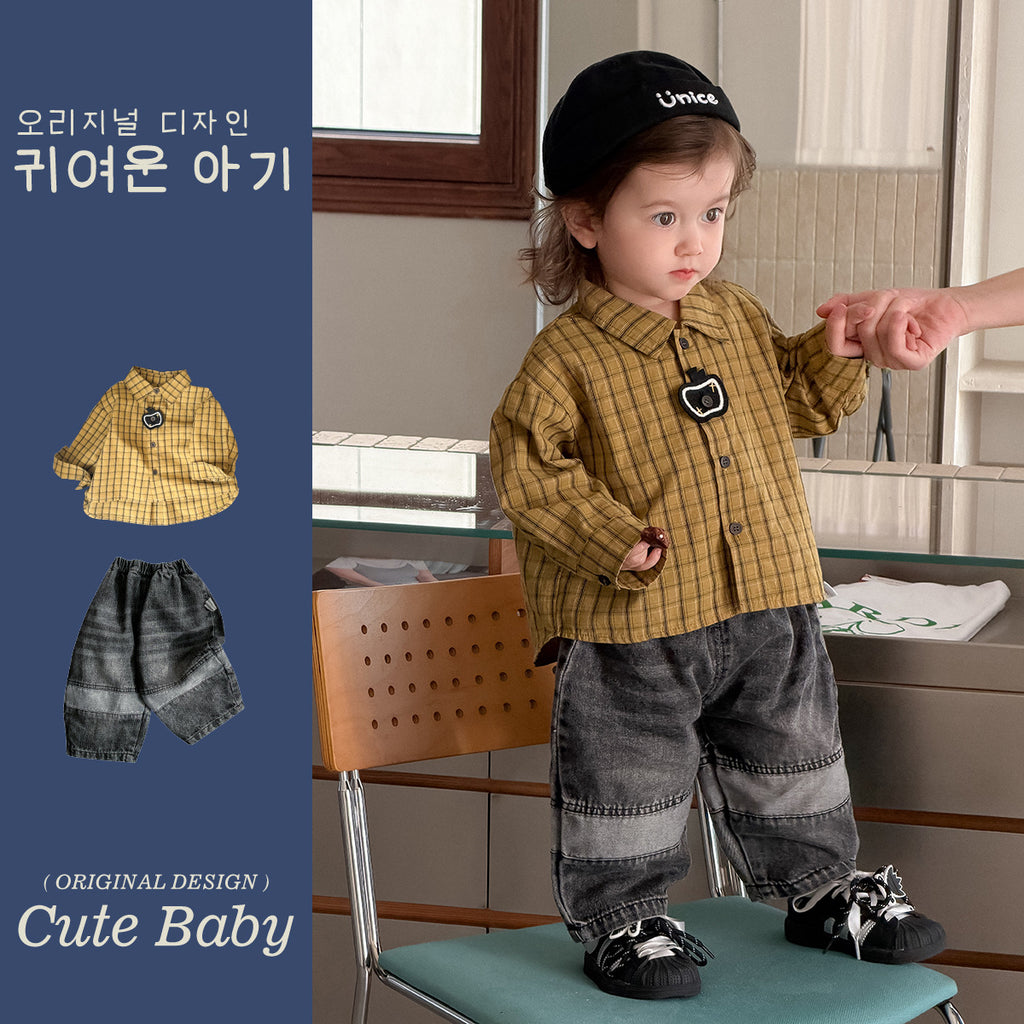 Cool Two-Piece Set for Boys Denim Pants Outfit, Spring Clothing for Toddlers