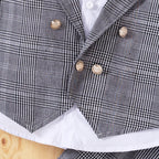 Children's Suit Checkered Vest Set Long Sleeve Shirt
