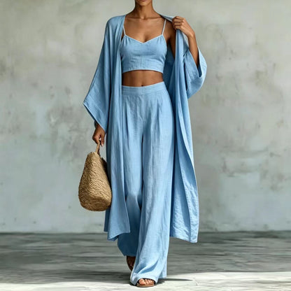 Set Strickjacke & High-Waist Weite Hose