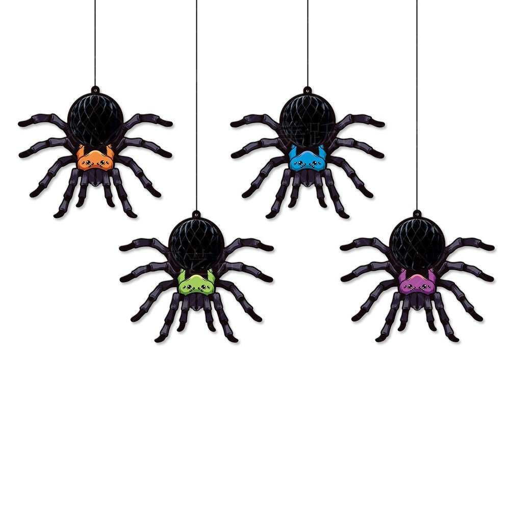 Halloween Decorative Hanging Ornament Spider Bat Honeycomb Ball Pendant 3D Spider Honeycomb Decoration