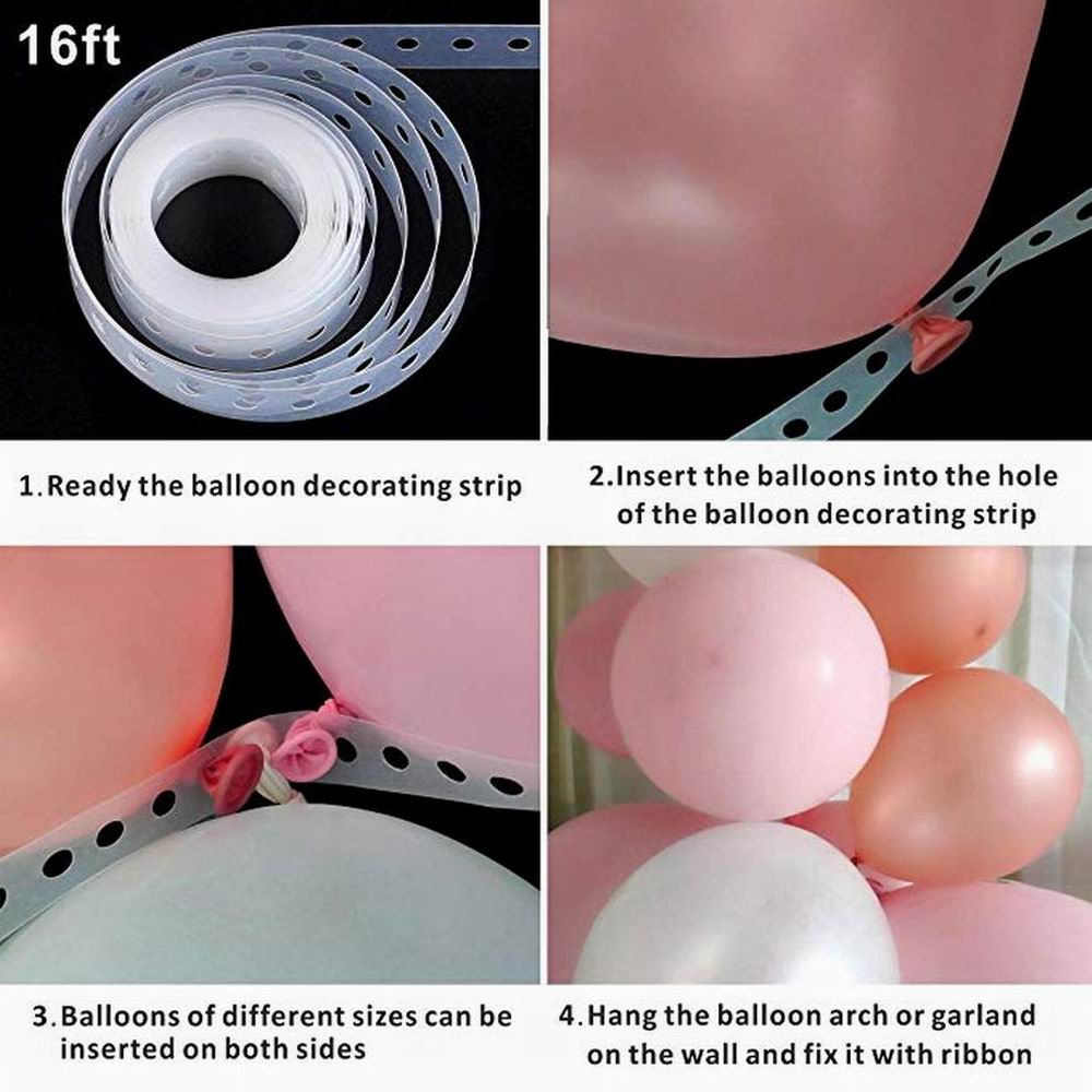 Ballongirlande in Rosa, Weiß und Gold, Ballonbogen-Set – Ansicht 4