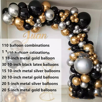 Ballongirlande in Schwarz-Gold, Ballonbogen-Set – Ansicht 5