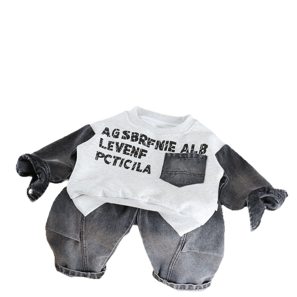 Baby boy autumn hoodie long sleeved two-piece set