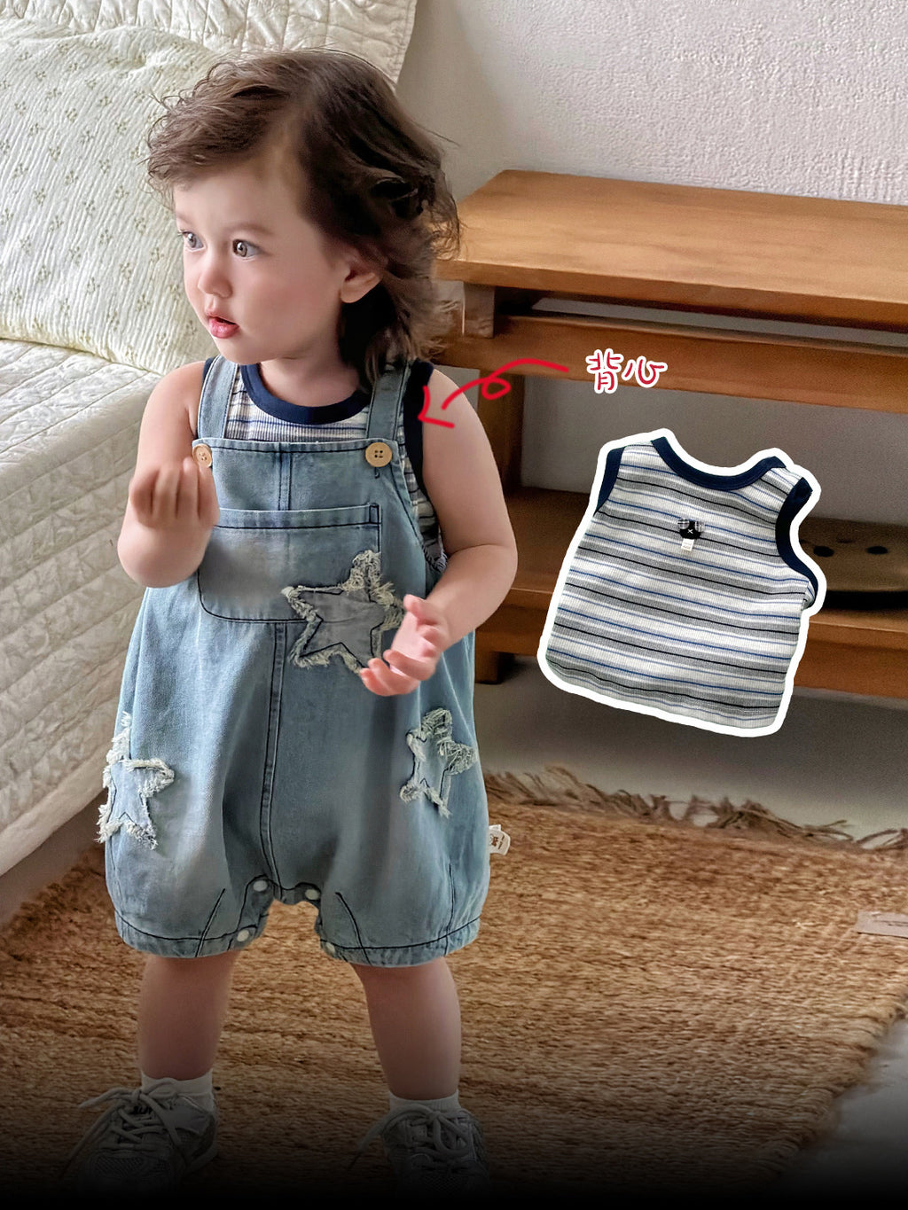 Toddler Overalls Shorts Set, Boys Vest T-Shirt, Fashionable Casual Denim Two-Piece Set