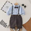 Children's Baby Vertical Tie Strap Pants Long Sleeve Two Piece Set