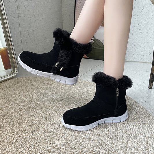 Gefütterte Damen-Stiefeletten mit Schnalle – Bild 2