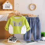 Letter hoodie long sleeved two-piece set for baby autumn