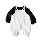 Overalls Set Long Sleeve Bodysuit Two-Piece Outfit Casual Wear