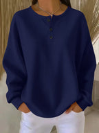 Round neck solid color pullover loose top