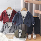 Baby Spring and Autumn hooded sports long sleeved three piece set