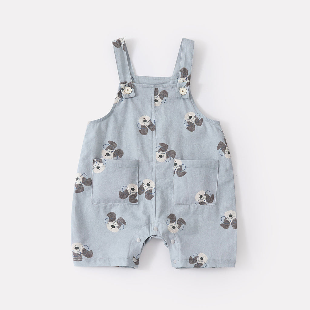 Casual Simple Short Sleeve Baby Boy Cartoon Dog Overalls Two-Piece Set