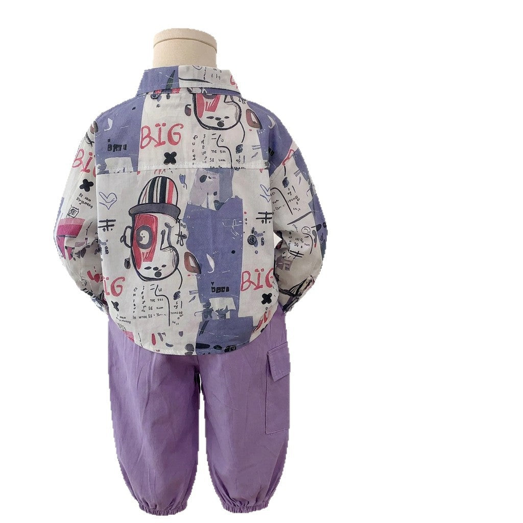 Baby autumn casual shirt long sleeved two-piece set