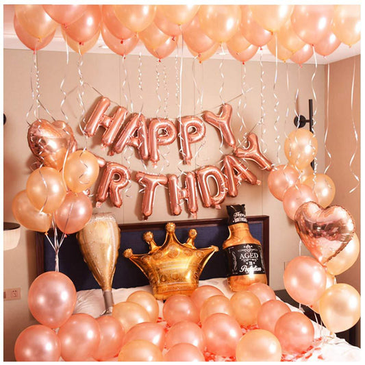 Happy-Birthday-Ballon-Set in Roségold mit Buchstabenballons – Ansicht 1