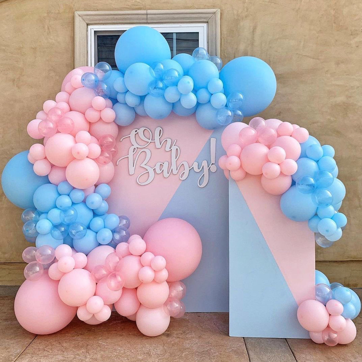Gender-Reveal Ballongirlande in Rosa und Blau, Ballonbogen-Set – Ansicht 1