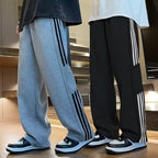 Boy's Straight Leg Pants Striped Casual Loose Fit Trousers for Kids