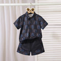 Children's Letter Print Short Sleeve Shirt Two-Piece Set
