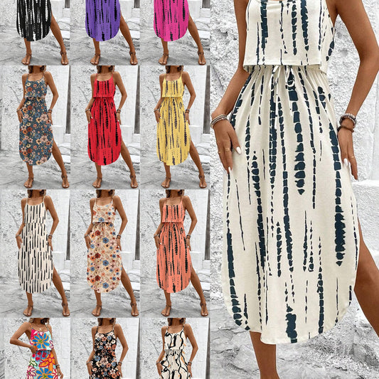 Bedrucktes Camisole-Kleid, Rückansicht
