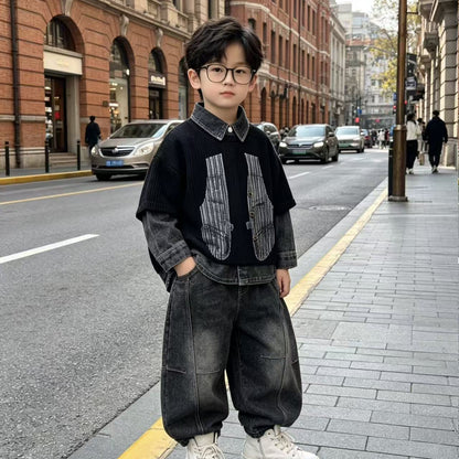 Bedruckte Weste mit Shirt und Hose