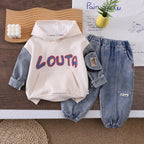 Hooded sweatshirt long sleeved two-piece set for children's autumn clothing