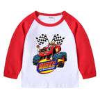 Children's T-shirt with round neck cartoon long sleeves