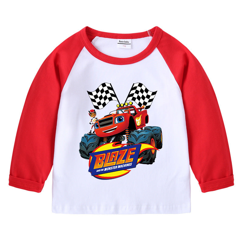 Children's T-shirt with round neck cartoon long sleeves