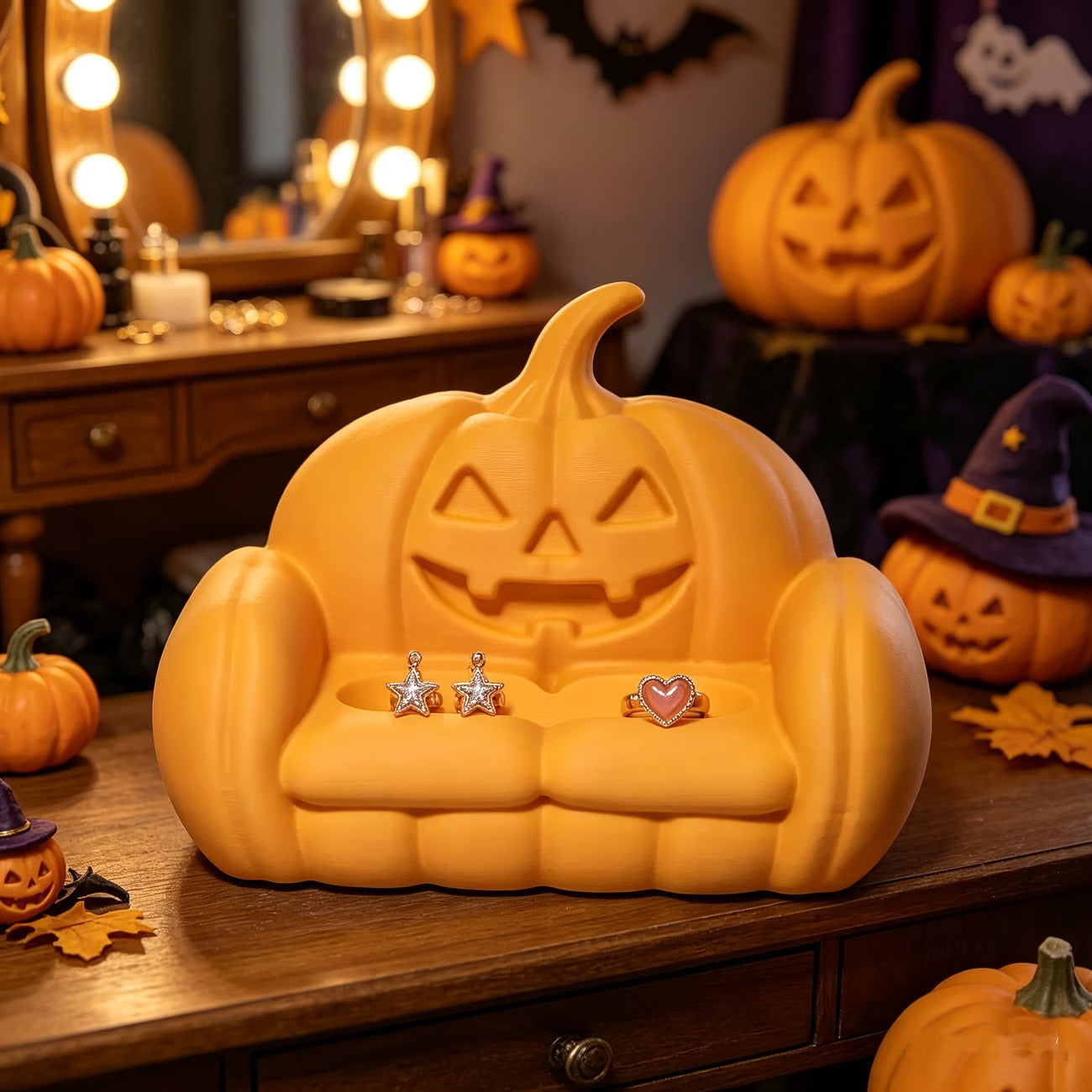 Ghost Sofa, Pumpkin Sofa Jewelry Tray, Halloween Home Decor, 3D Printed Ornament