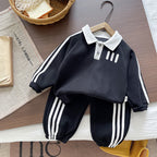 Children's casual polo shirt long sleeved two-piece set