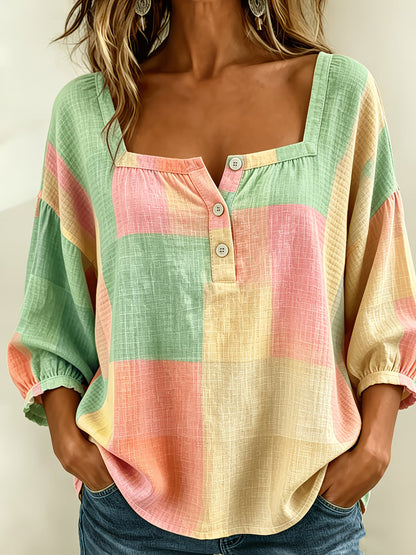 Damen Casual Loose-Fit Top mit eckigem Ausschnitt – Ansicht 6