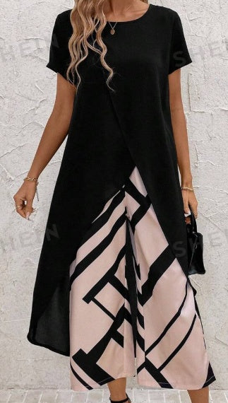 Zweiteiler Top mit Asymmetriesaum, Detailansicht