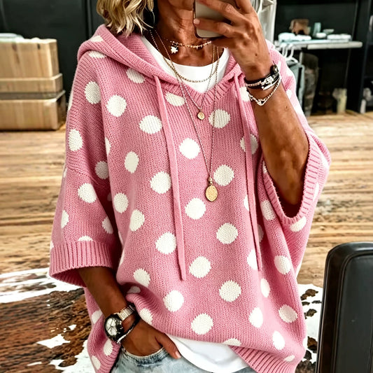 Damen Kapuzenpullover mit Punktemuster, Wollmix
