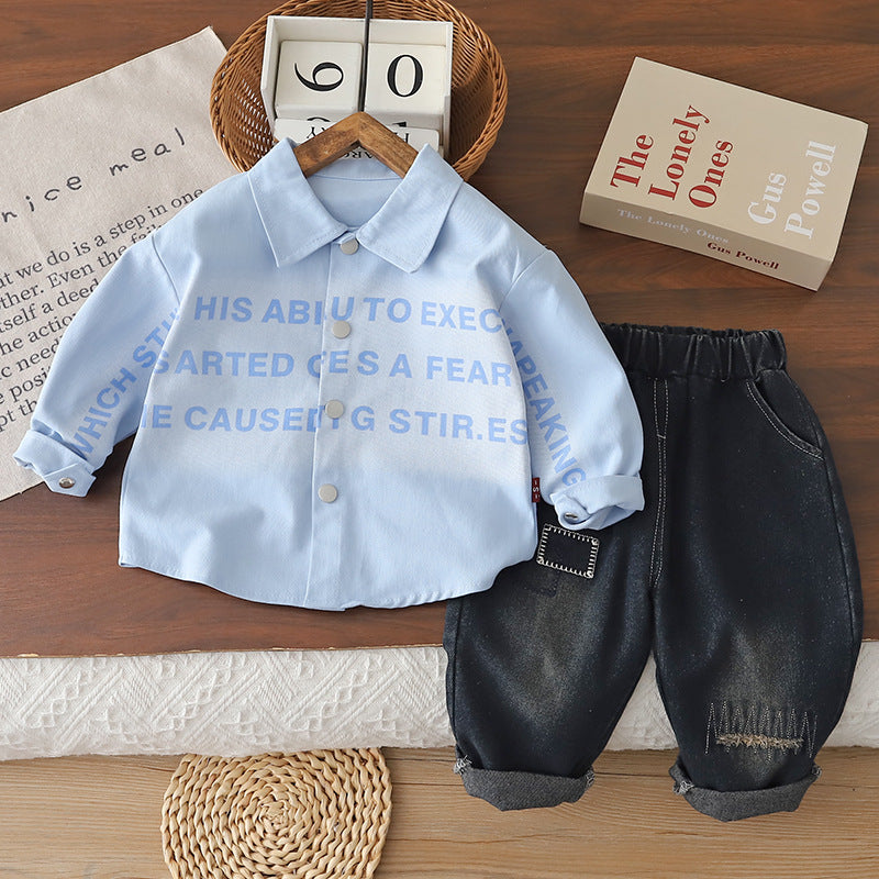 Spring and Autumn Casual Shirt Long Sleeve Two Piece Set
