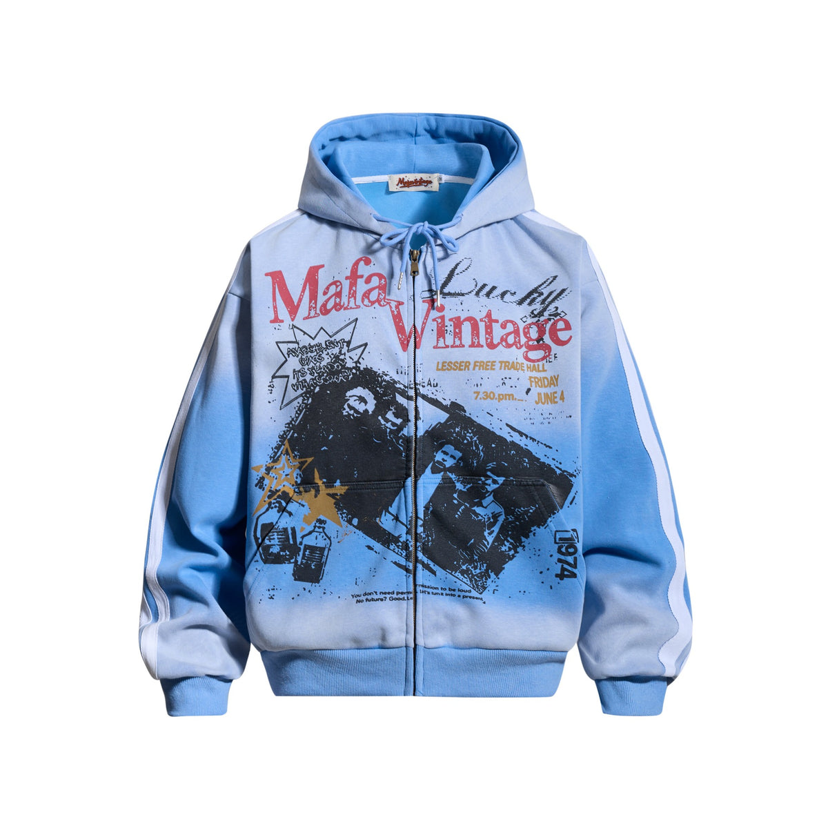 Hoodie Herren mit Farbverlauf-Portrait-Print