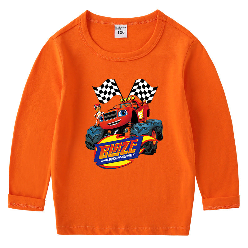 Children's cotton T-shirt with round neck and long sleeved base