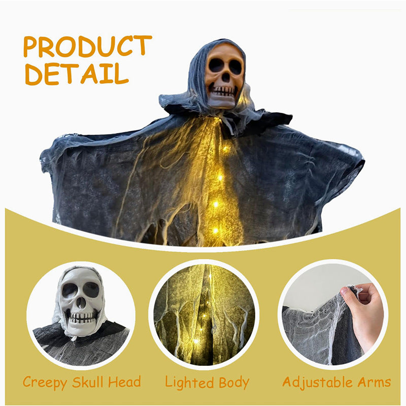 Halloween Hängegeist mit Totenkopf, ca. 85 cm – Ansicht 10
