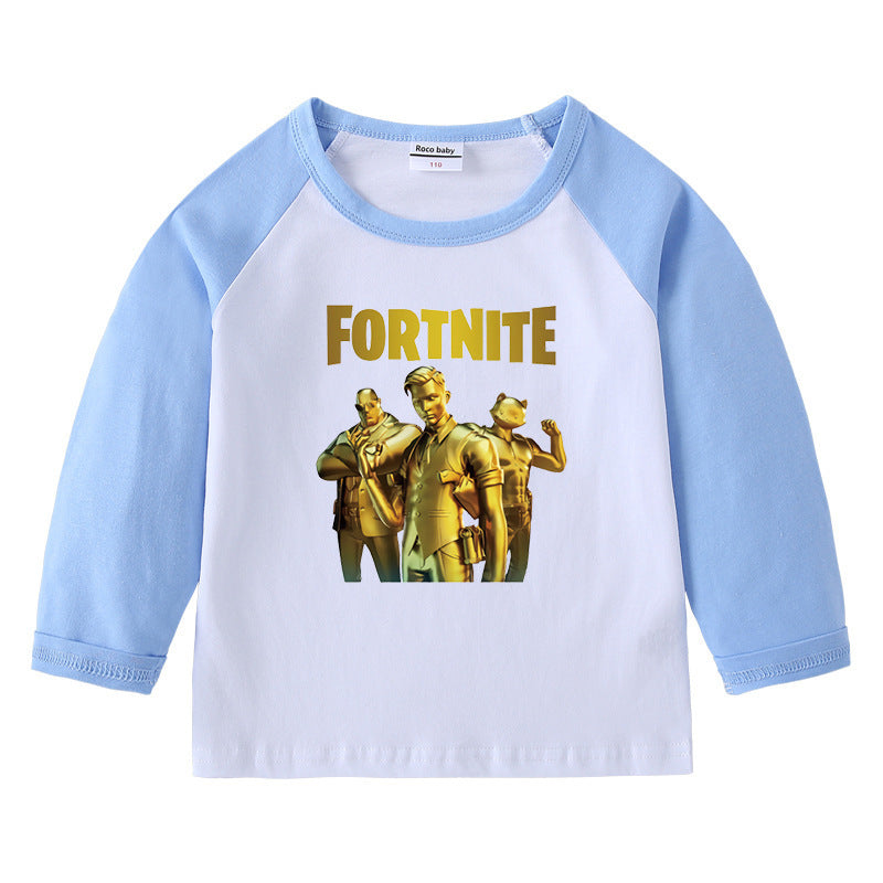 Children's T-shirt with round neck cartoon long sleeves