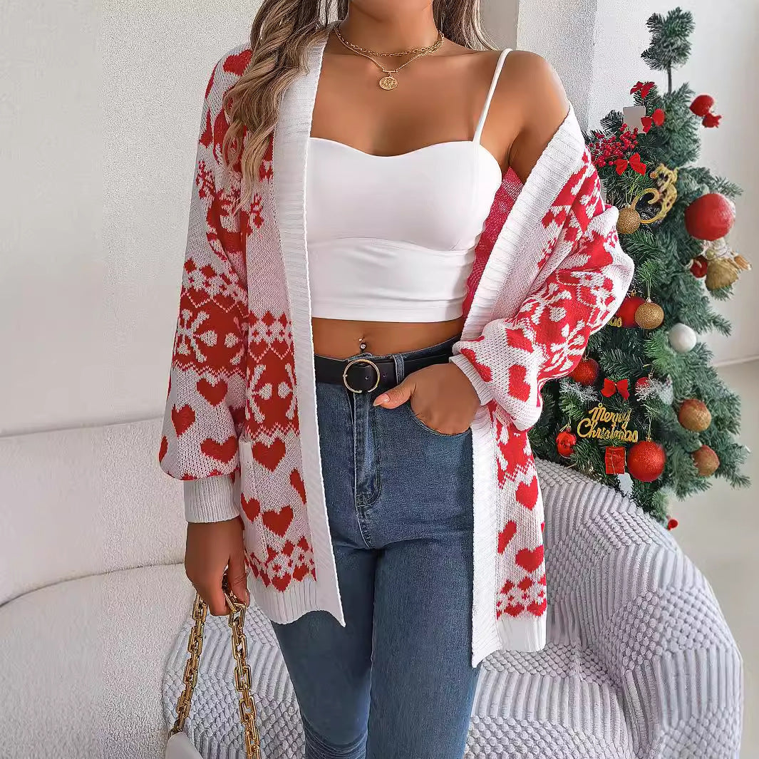 Damen Weihnachts-Cardigan mit Rentier-Motiv – Ansicht 5