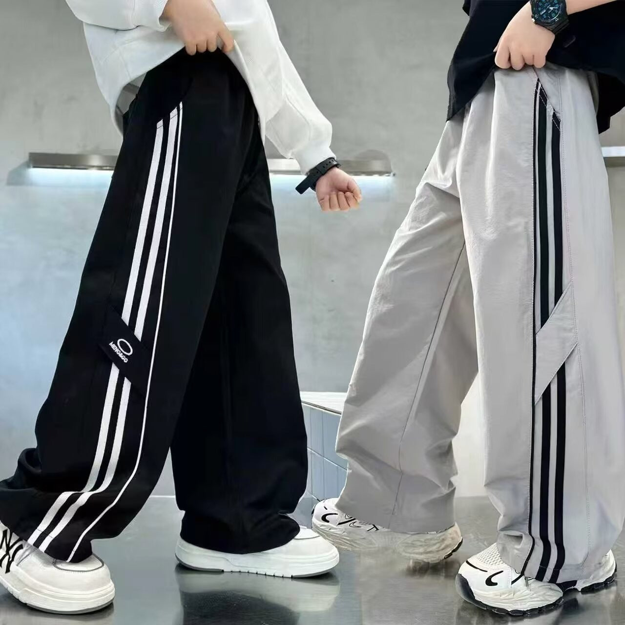 Casual Loose Wide Leg Drawstring Pants for Boys Straight Leg Comfortable Kids Pants