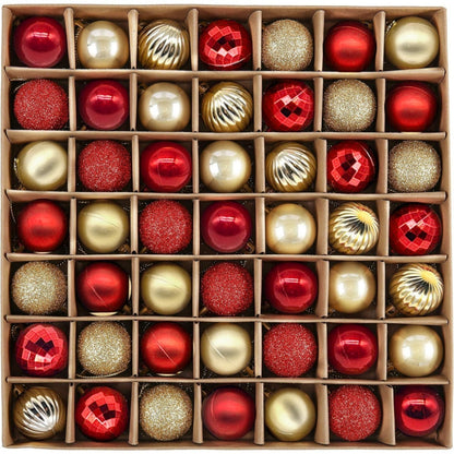 Rote und goldene Christbaumkugeln im 49-teiligen Set – Bild 5