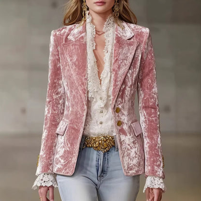 Elegante Slim-Fit Blazer-Jacke für Damen mit Revers und Tasche, langärmelig, Freizeit