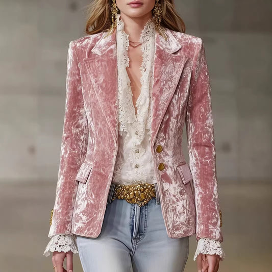 Elegante Slim-Fit Blazer-Jacke für Damen mit Revers und Tasche, langärmelig, Freizeit