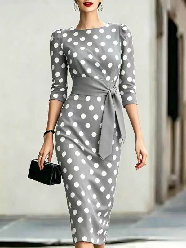 Polka-Dot Midikleid, Rückansicht
