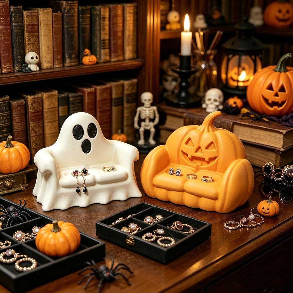 Ghost Sofa, Pumpkin Sofa Jewelry Tray, Halloween Home Decor, 3D Printed Ornament
