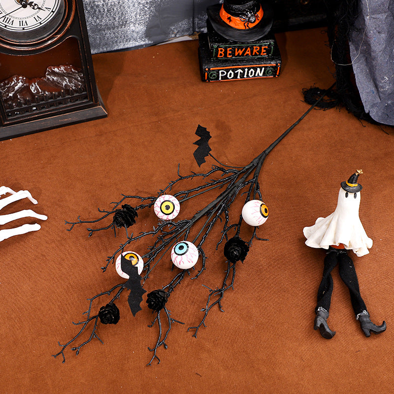Halloween Decorations Creative Maple Leaf Bat Pinecone Eyeball Stem Bouquet Accessories Home Decor Items