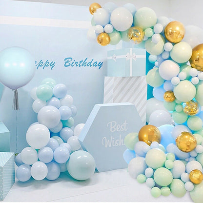 Ballongirlande Macaron Grün & Blau mit Gold – Ansicht 5