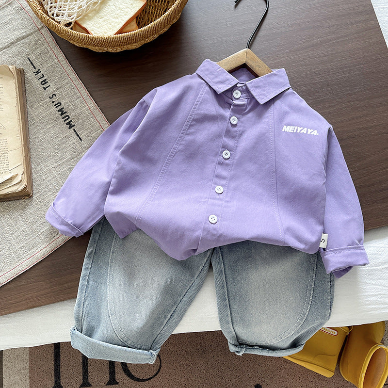 Children's Baby Shirt Long Sleeve Two Piece Set