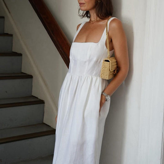 Vintage Trägerkleid in Weiß